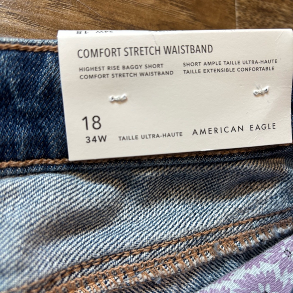 American Eagle Patchwork Blue Denim Shorts - Picture 4 of 7